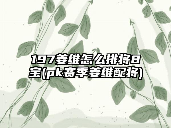 197姜维怎么排将8宝(pk赛季姜维配将)